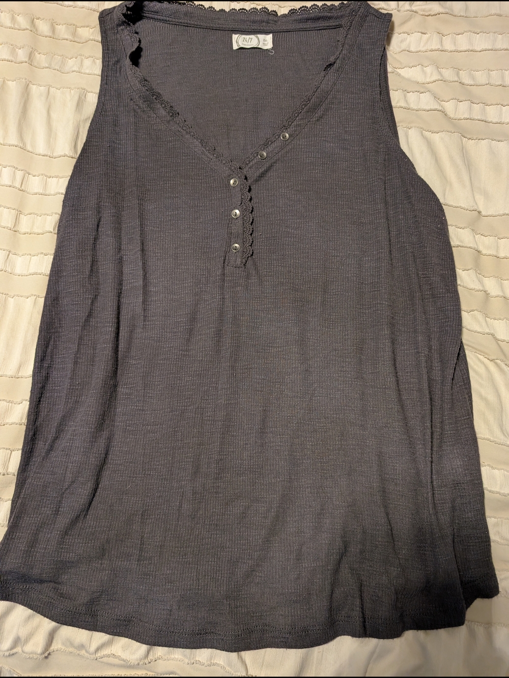 Maurices Charcoal Gray Ruffled V-Neck Tank